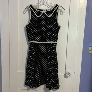 Lauren Conrad black and cream polka dot sleeveless dress